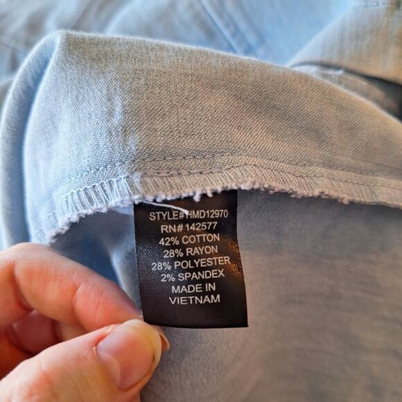 Haute Monde Denim Spring Mini Dress Front Zipper & Puff Short Sleeves M - Picture 9 of 12